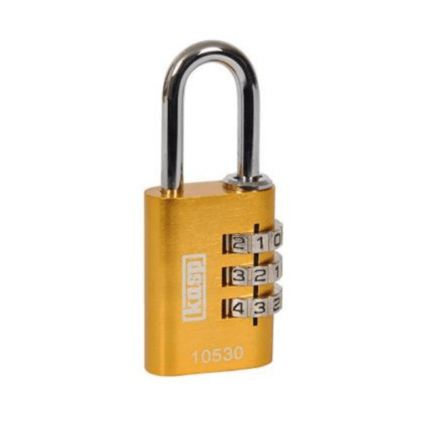 Kasp Aluminium Combination Padlock 30mm Yellow
