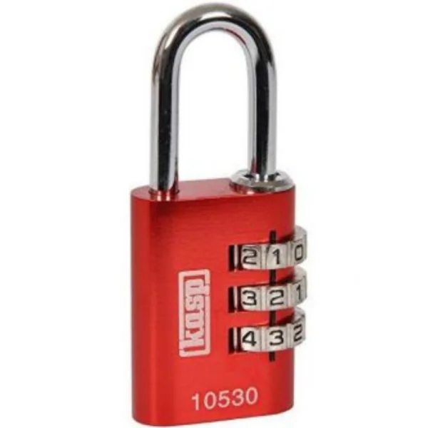 Kasp Aluminium Combination Padlock 30mm Red