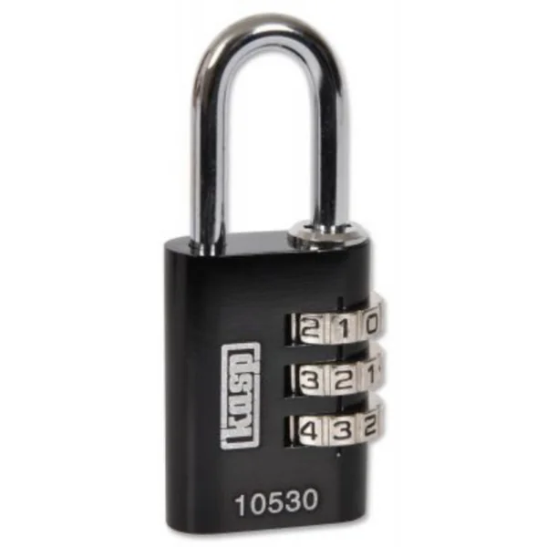Kasp Aluminium Combination Padlock 30mm Black