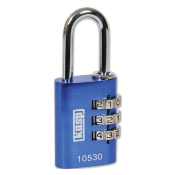 Kasp Aluminium Combination Padlock 30mm Blue